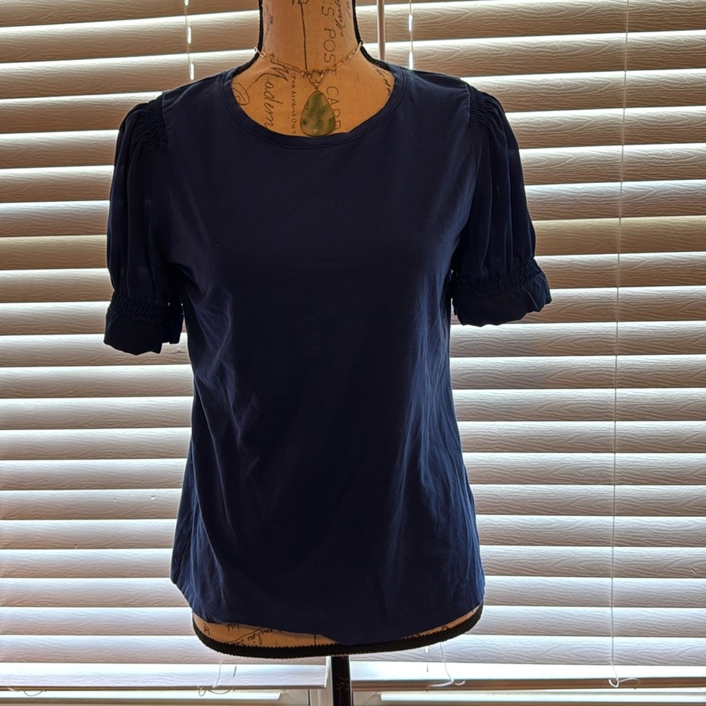 Talbots Petite Medium Blue Puff Sleeve Top - Gently loved